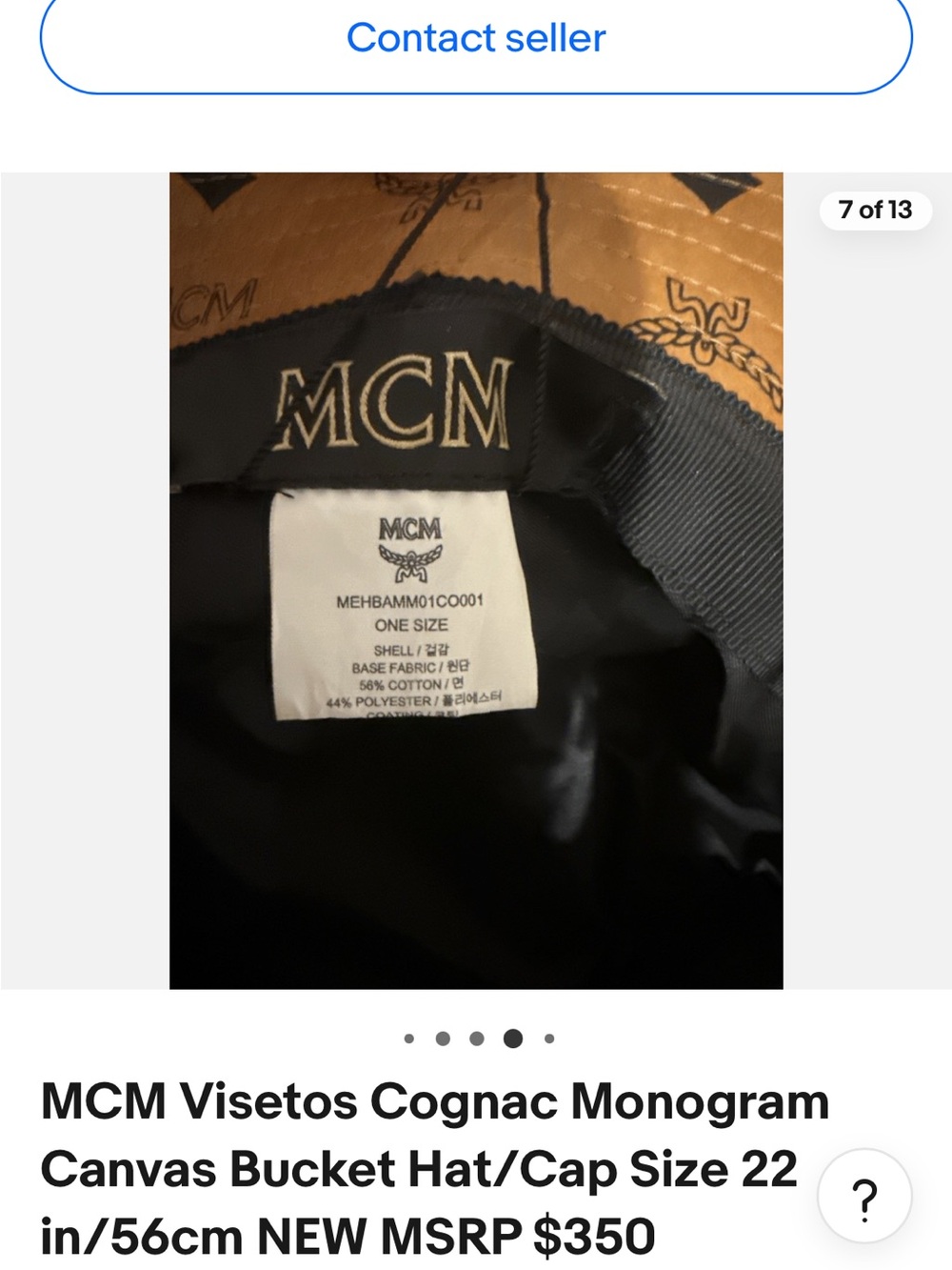 MCM Cognac Monogram Bucket Hat with Black Lining - Picture 3 of 8